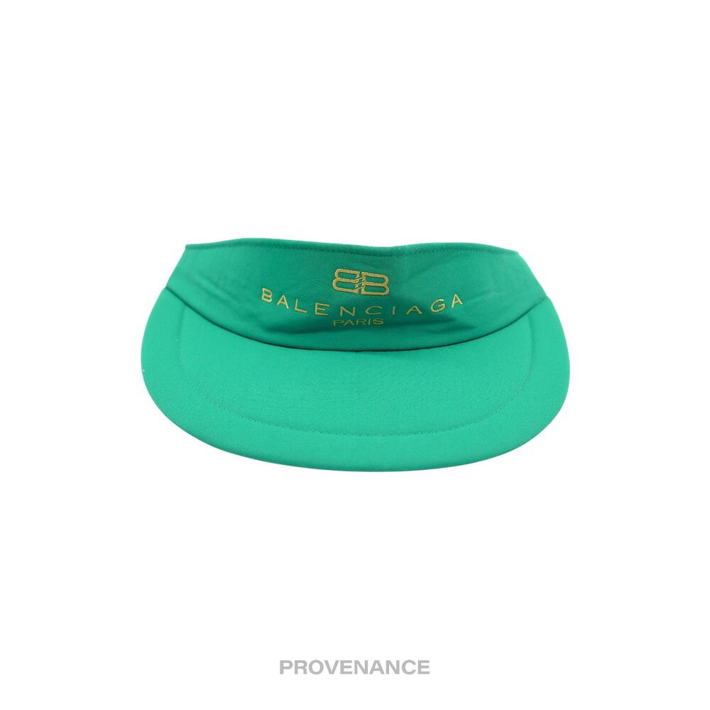 🔴 Balenciaga BB Logo Embroidered Visor - Green Vintage NOS